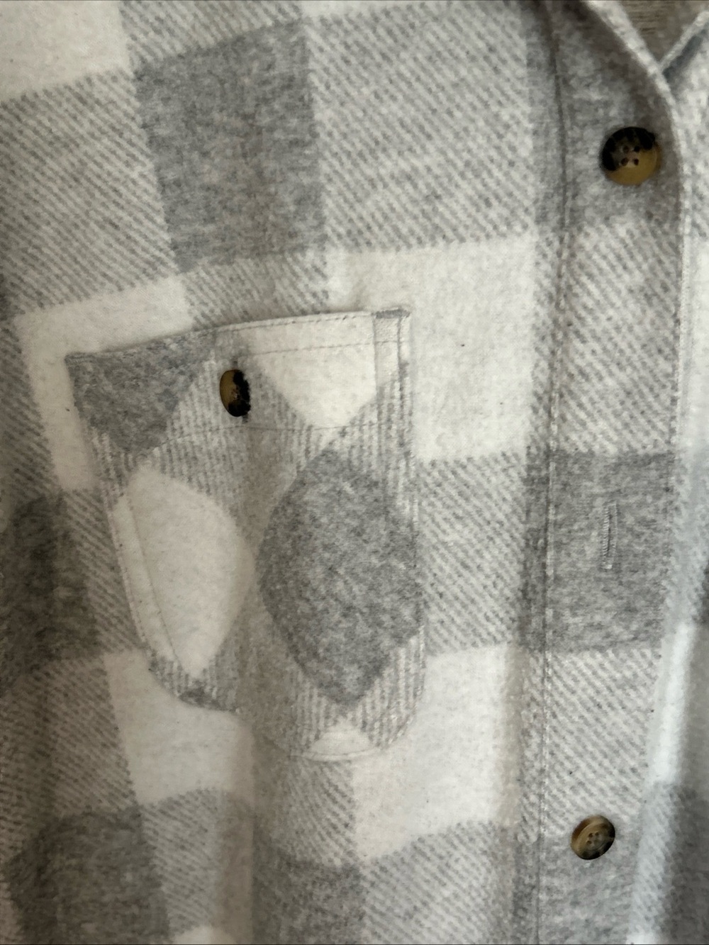 ZeroXposur Gray & White Square Plaid Button Down Soft Cozy Lined Top Size Large - Picture 4 of 10